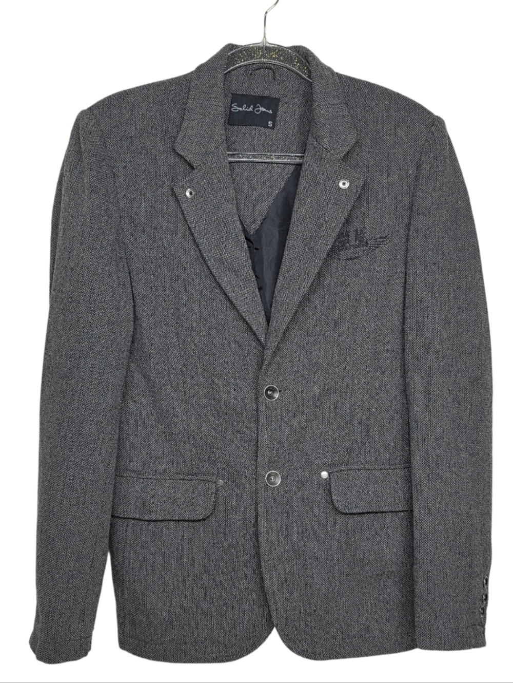 Solid Gray Herringbone Sport Coat